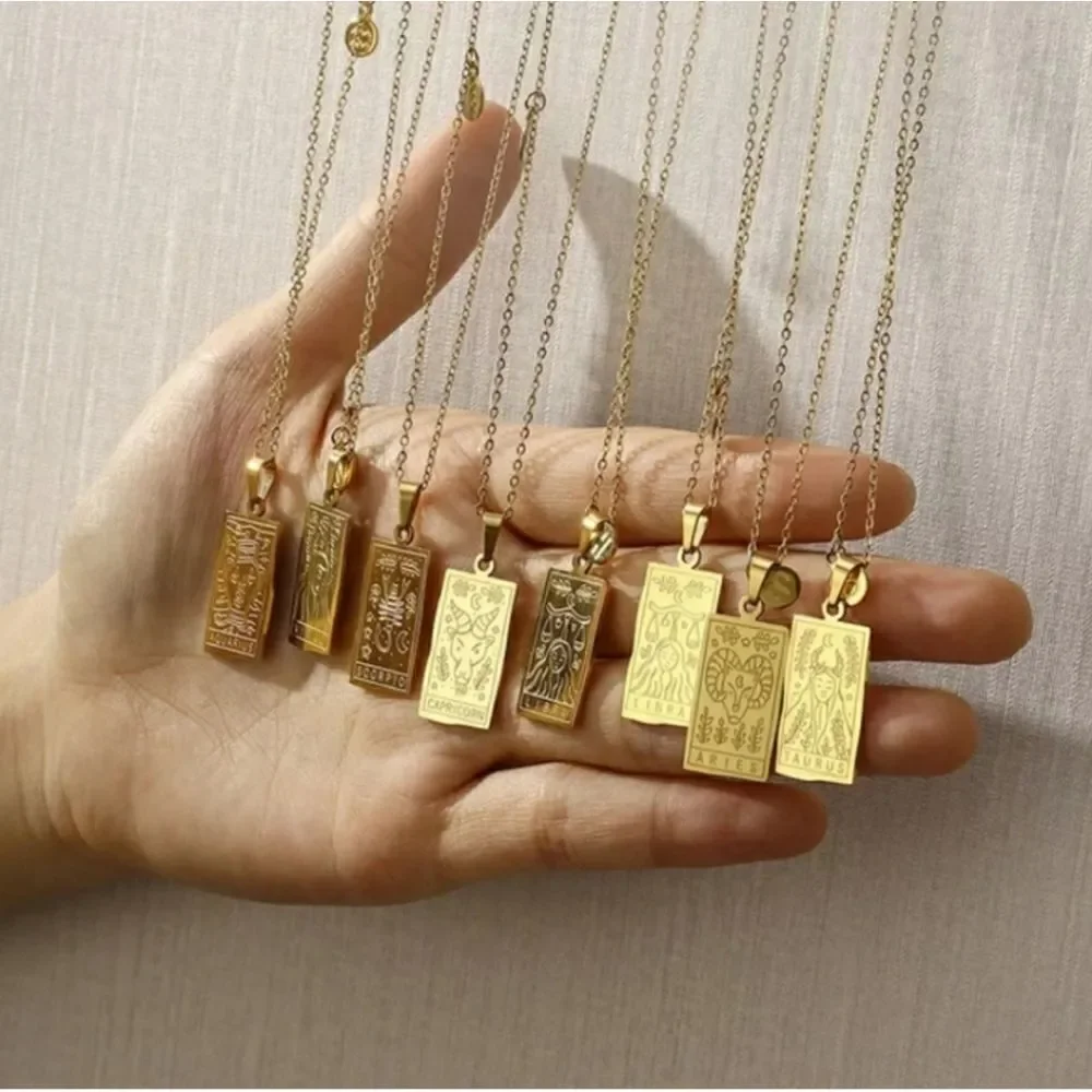 Libra Zodiac Horoscope Sign Tarot Gold Plated Pendant Necklace